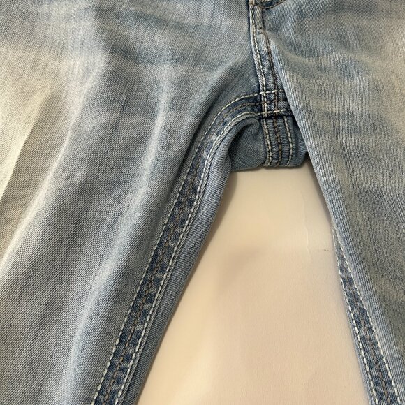 BKE Payton Jeans Womens size 31R Light Wash Boot Cut Stretch distressed ABK1233 - Picture 9 of 16